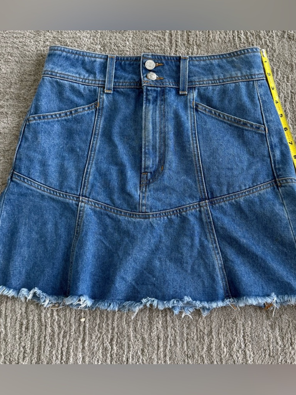 Veronica Beard Blue Denim A-Line Mini Skirt - Classic